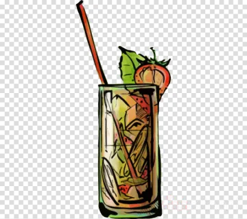 a glass of cocktail with a straw in it
