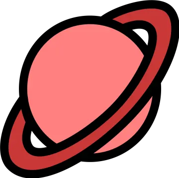 a red planet with two rings around it