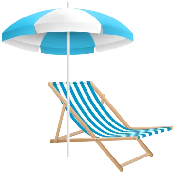a blue and white beach chair under an umbrella