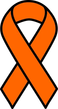 an orange ribbon on a white background
