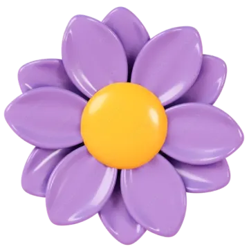 a purple flower with an orange center