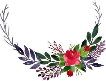 a watercolor wreath with flowers and leaves