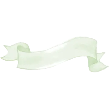 a white banner with a green ribbon on it