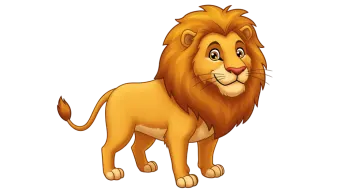 a cartoon lion standing on a white background