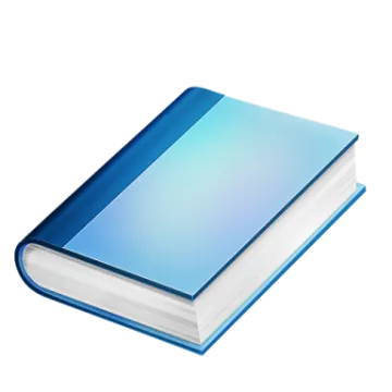 an open book with a blue cover