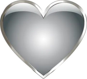 a silver heart on a white background