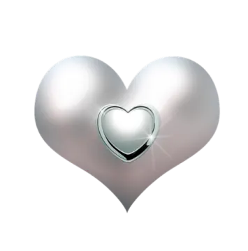 a silver heart on a white background