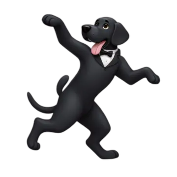 a black dog in a suit and bow tie