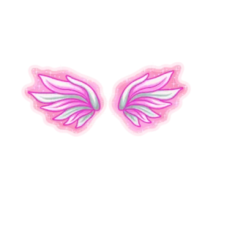 a pair of pink and green wings