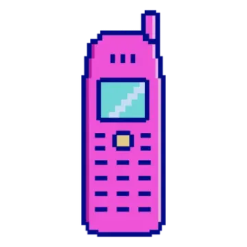 a pink phone with a pixel pattern on it