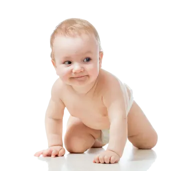 a baby is crawling on the floor