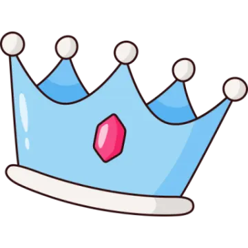 a blue crown with a heart on it