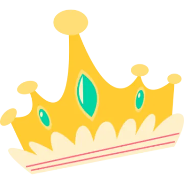 a yellow crown with green leaves on it