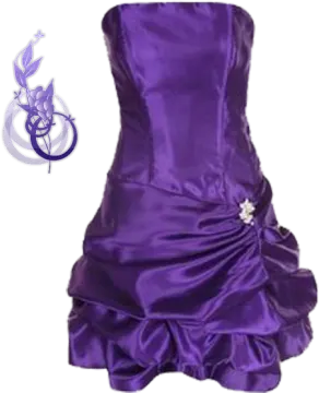 a purple dress with a flower on it
