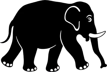 an elephant silhouetted on a white background