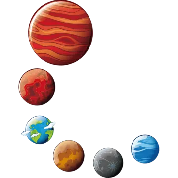 a set of planets on a white background
