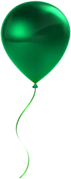 a green balloon flying in the air