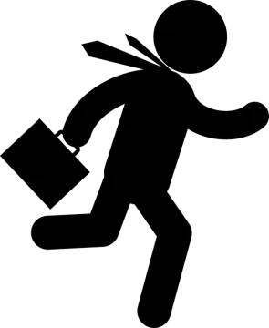 a black and white silhouette of a person carrying a briefcase