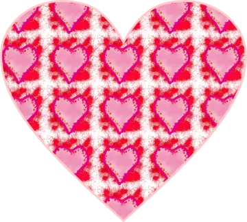a pink heart with white and red hearts