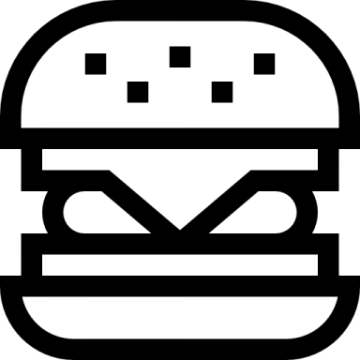 a black and white image of a hamburger