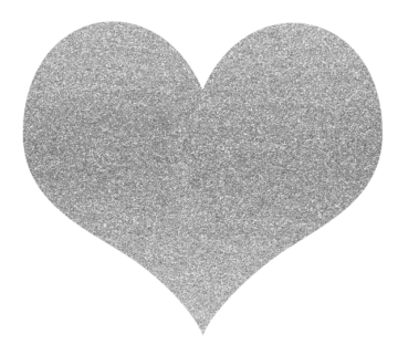 silver glitter heart on white background