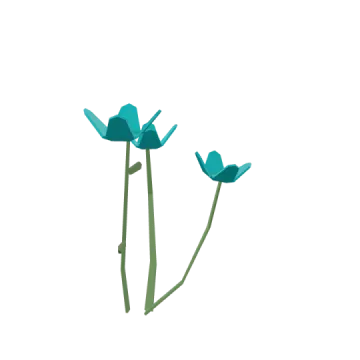 two blue flowers on a white background