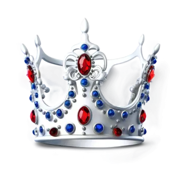 a silver crown with red, white and blue jewels