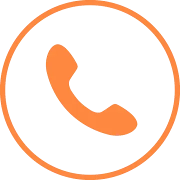 a phone icon in an orange circle