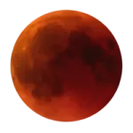 a red moon with a white background