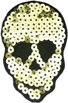 a skull made out of white and black beads