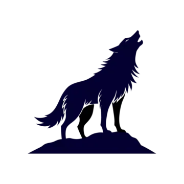 a silhouette of a wolf standing on a hill