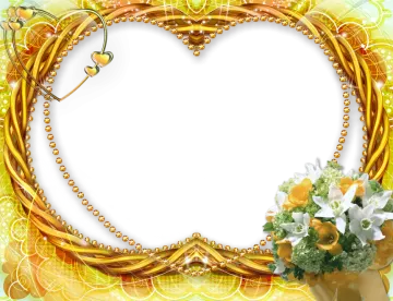 a heart shaped frame with flowers and pearls