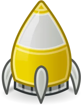 a yellow rocket with a white background