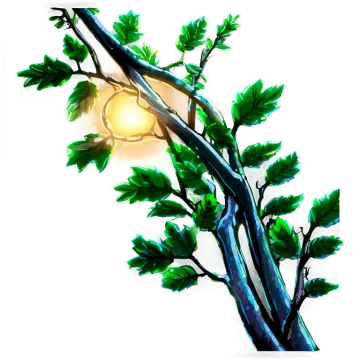 a drawing of a tree with a sun in the background