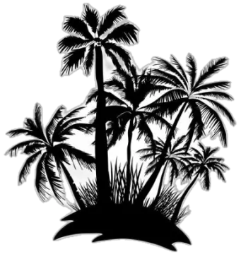 a black and white silhouette of palm trees