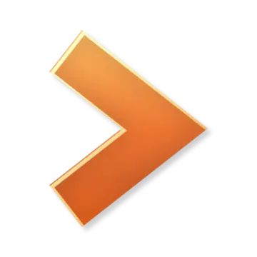 an orange arrow icon on a white background