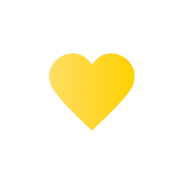 a yellow heart on a white background
