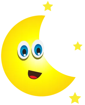 a smiling moon with stars around it