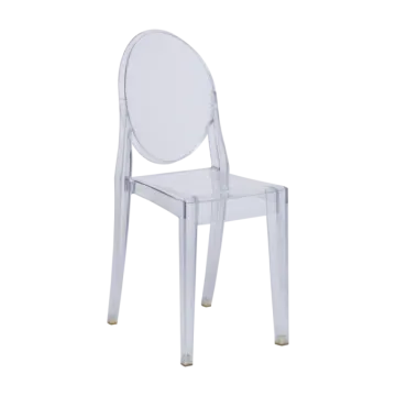 a clear plastic chair on a white background