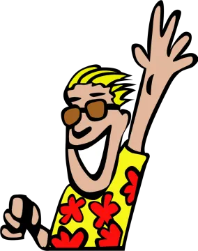 a man in a yellow shirt with hearts on his chest