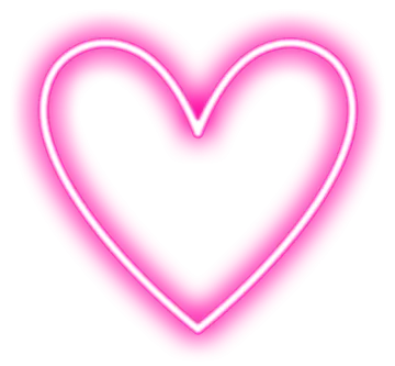 a neon heart on a white background