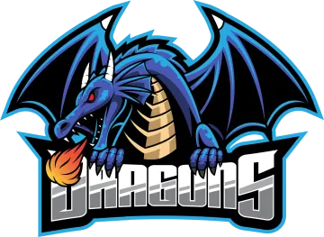 a blue dragon mascot with a basketball ball