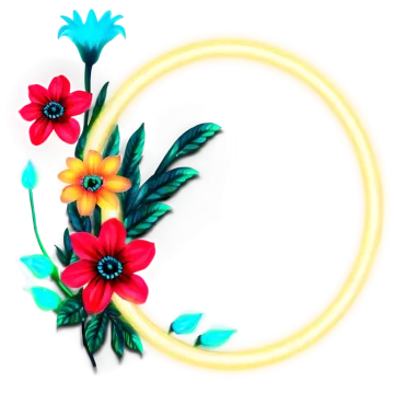 a circle with flowers and leaves on it