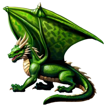 a green dragon sitting on the ground