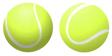 two tennis balls with a white background
