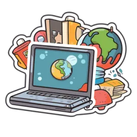 a laptop with the earth on top of it