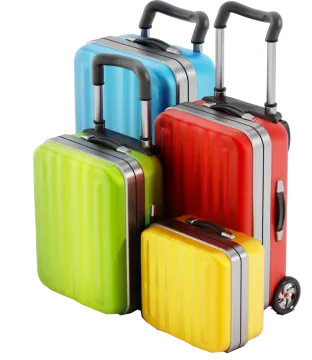four pieces of luggage on wheels
