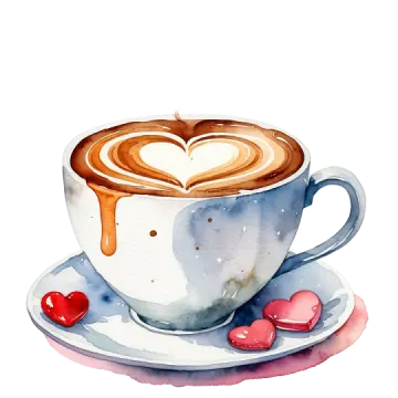 a cup of coffee with hearts on it