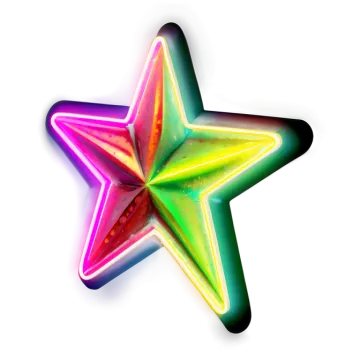 a neon colored star on a white background