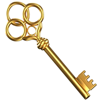 a golden key on a white background